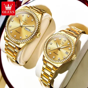 OLEVS 7003 Couple Watch Luxury Automatic Mechanical Watch Waterproof Men Women Watch Watch His Her Lover