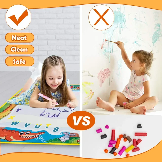 100x80CM Magic Water Drawing Mat Coloring Doodle with Reusable Magic Pens Montessori Painting Board Educational Toys Kids Gifts 6