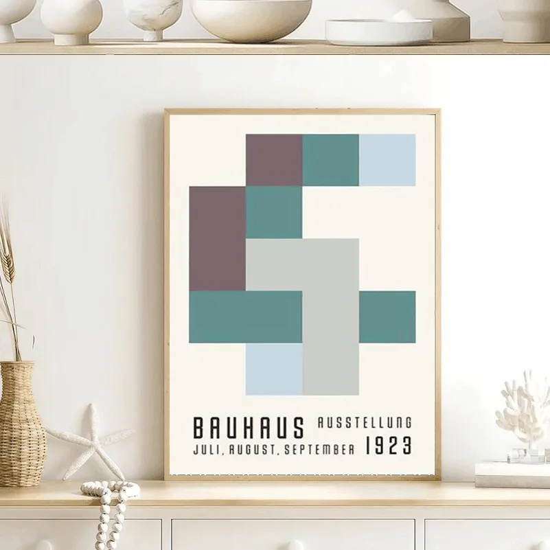 Black and White Modernism Exhibition Canvas Print Vintage Minimalist Bauhaus Painting Wall Art Posters For Home Decor