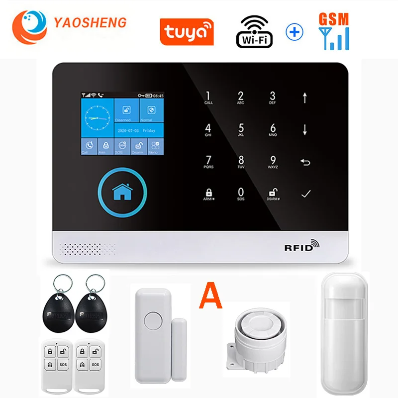 elderly emergency button Wireless WIFI GSM Home Security Alarm System For Tuya Smart Life APP With Motion Sensor Detector Compatible With Alexa & Google ring alarm pad Alarms & Sensors