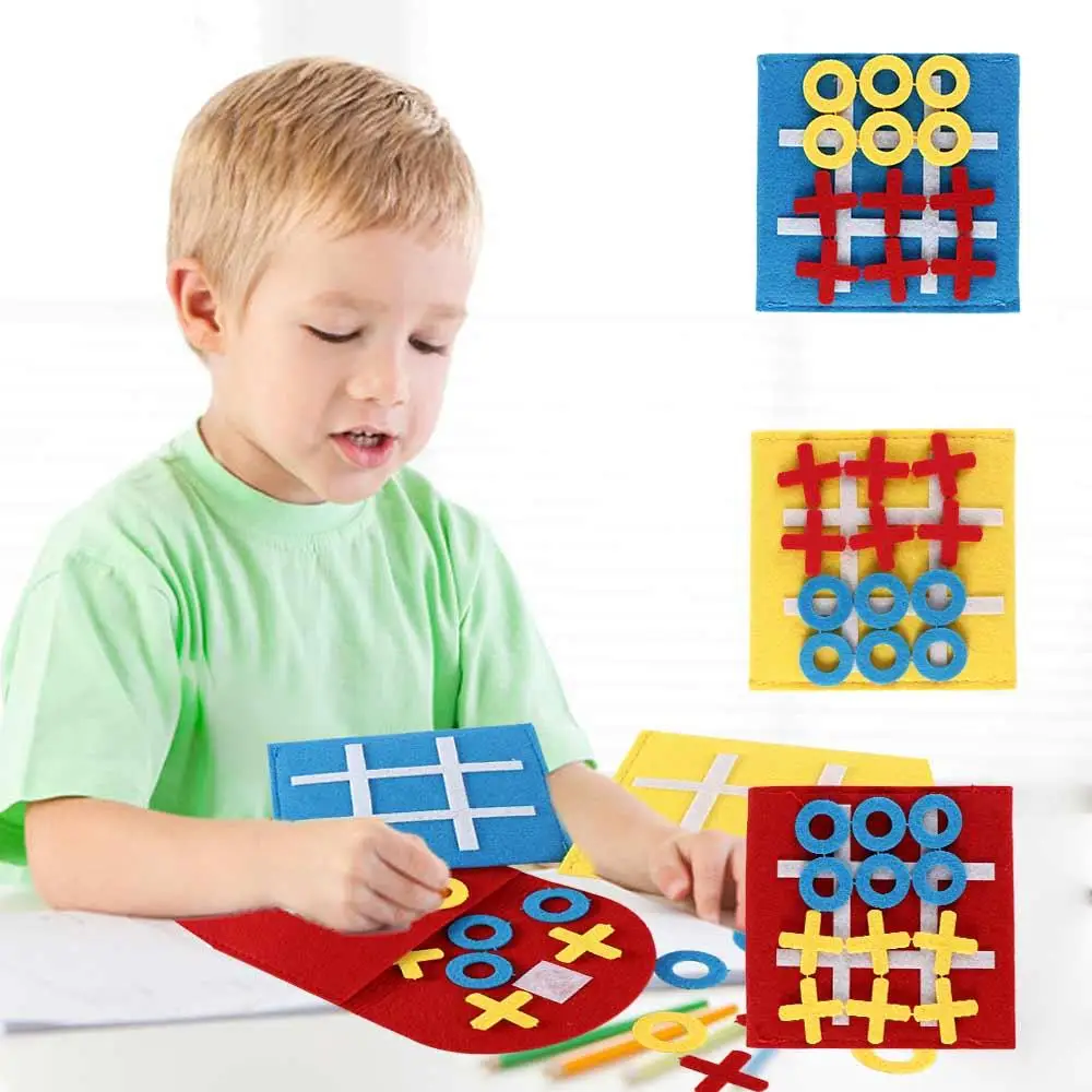 

Checkerboard Toys XO Chess Cross Circle Felt Checkerboard Toys Portable Chess Game Circle and Cross Chess Childre Gifts