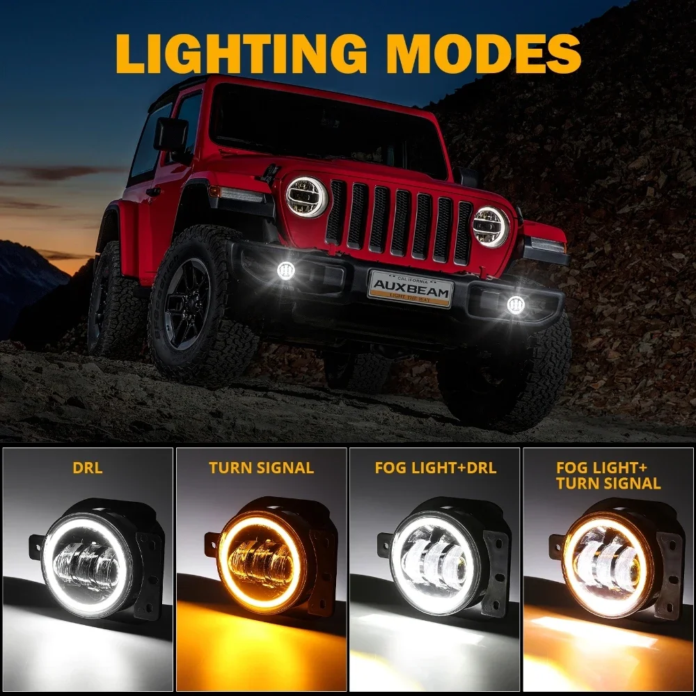 4 Inch LED Fog Light for Jeep Wrangler JL 2018-2023 60W 6000K White Light  DRL Driving Passing Light with Halo Ring Angel Eyes - AliExpress, image size:1000x1000