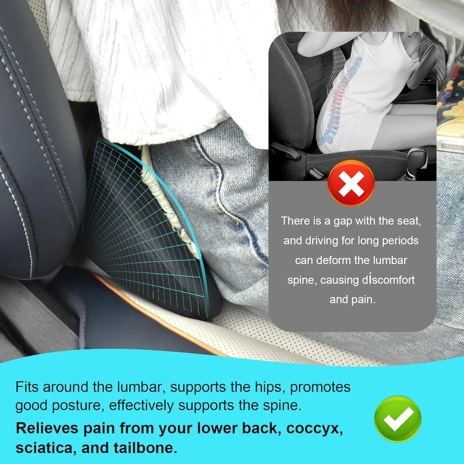 Multi-purpose Back Cushion Lumbar Support Pillow Memory Foam Relieve Pain Lumbar Back Support Cushion for Office Chair Car Seat