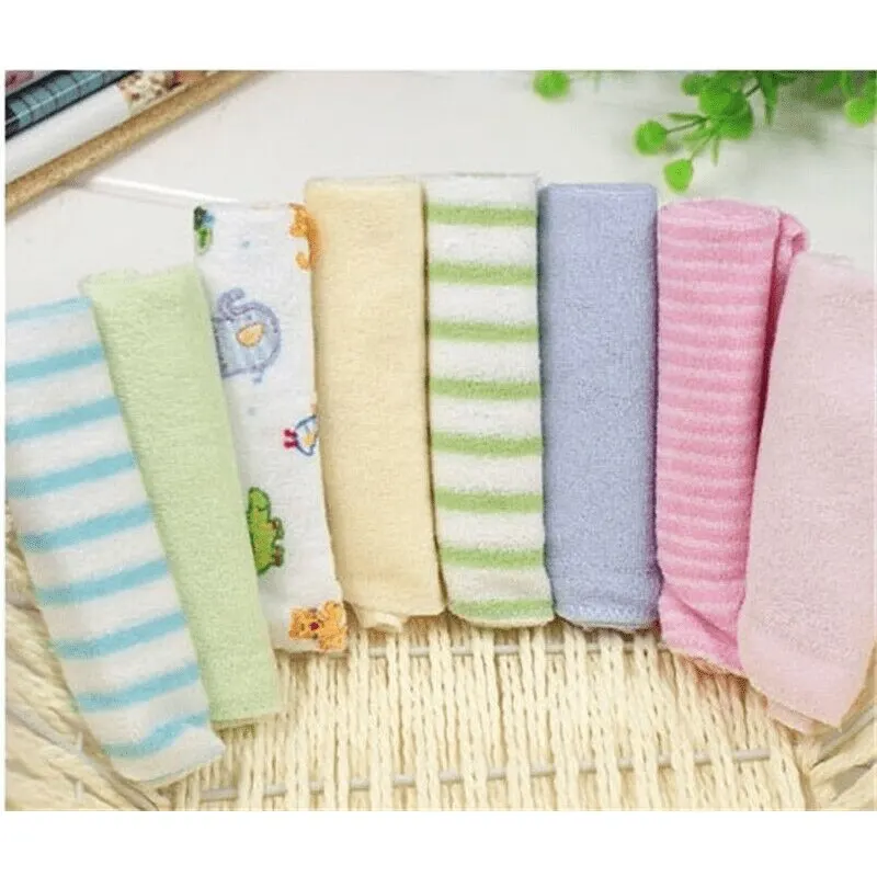 Baby Towel 8PCS Baby Washcloths Soft Face Towels Natural Cotton Infant Bath Towel Baby Feeding Burp Cloth Bib Handkerchief Shower Gift