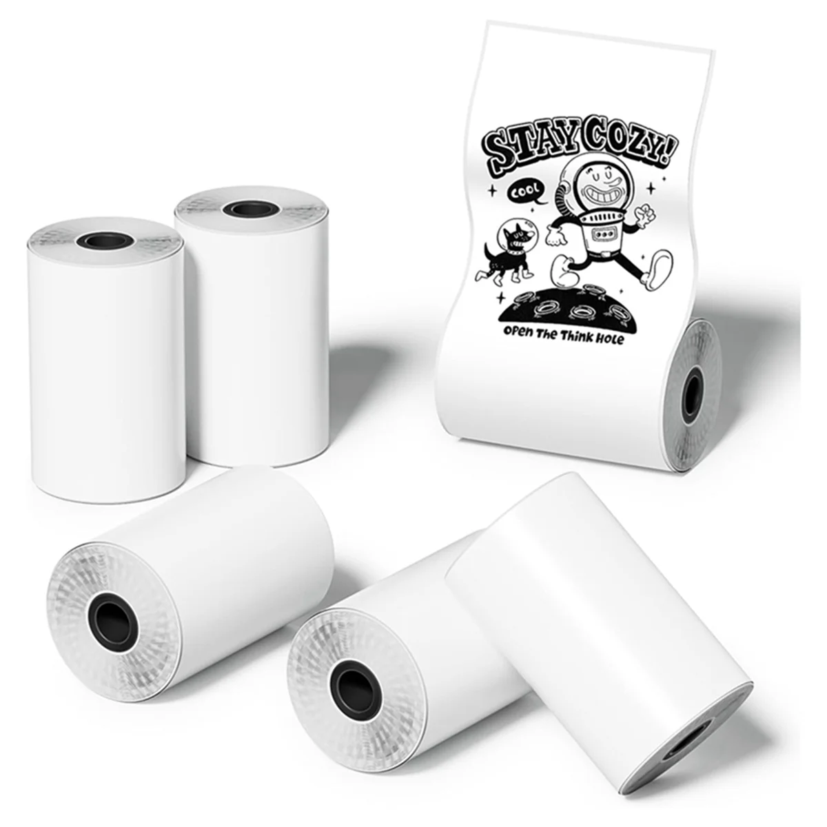

6 Roll Mini Pocket Printer Sticker Paper, 30 X 57mm Self-Adhesive Thermal Paper for Pocket Printer,Black on White