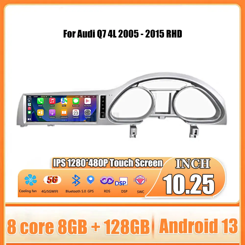 Android 13 Car Radio Video For Audi Q7 4L 2005 - 2015 RHD Multimedia Navigation Bluetooth GPS Auto Carplay 4G WIFI System 10.25