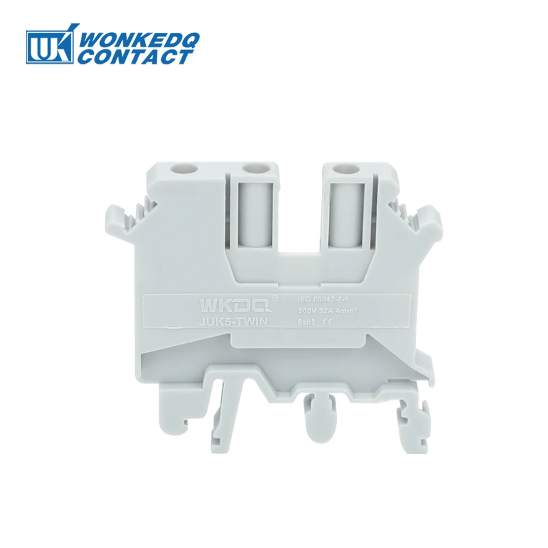 UK5-TW Double Connection One Side Screw Connection UK 5 Twin Termin Strip Wire Connector DIN Rail Terminal Block 10Pcs wire connectors din rail terminal block