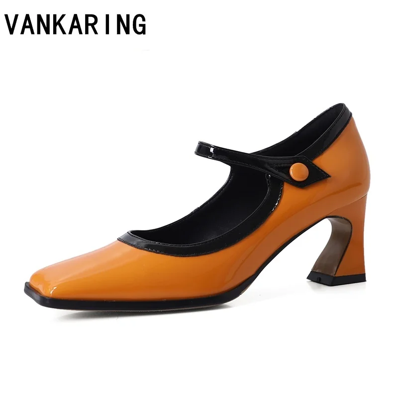 

classic Mary Janes ankle strap shoes women party dress OL shoes patent leather pumps high heels spring summer shoes lady pumps