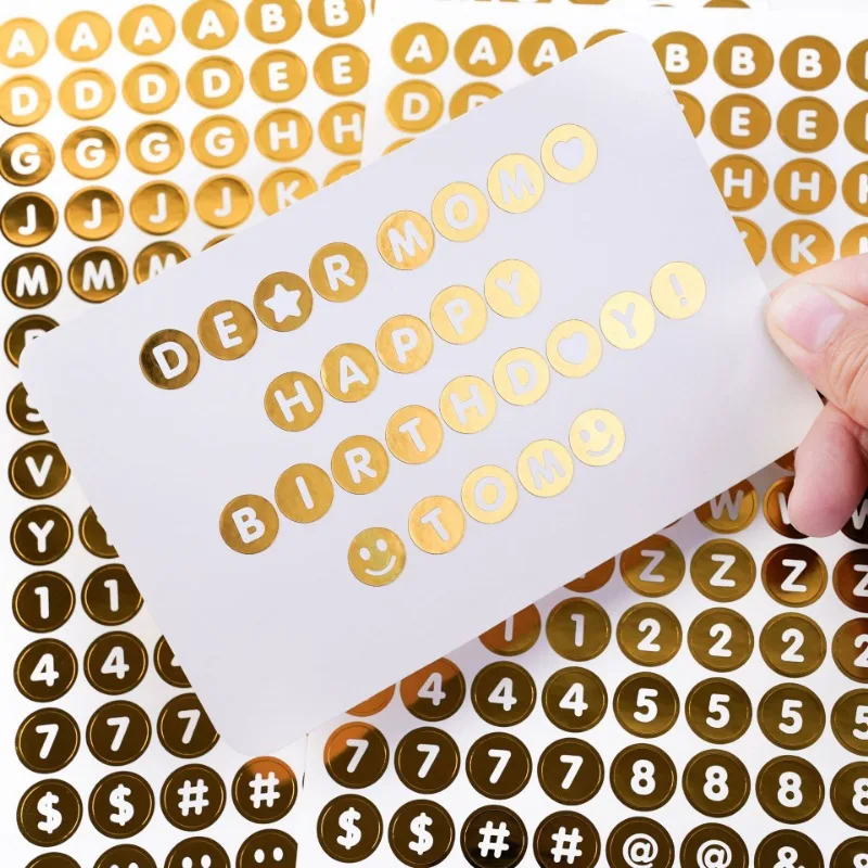 10 Page Mini 0.5 Inch Gold Letter Stickers Removable Round Number Alphabet Sticker DIY Stationery Scrapbook Grad Cup Mug Decor
