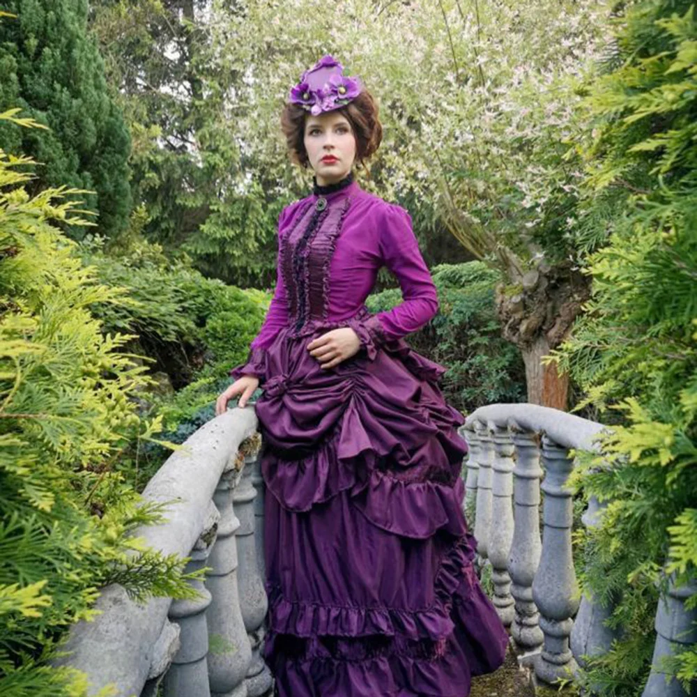 edwardian purple dress Purple Edwardian Costume 19th Century PromDress Gothic Steampunk Victorian  Shirt
