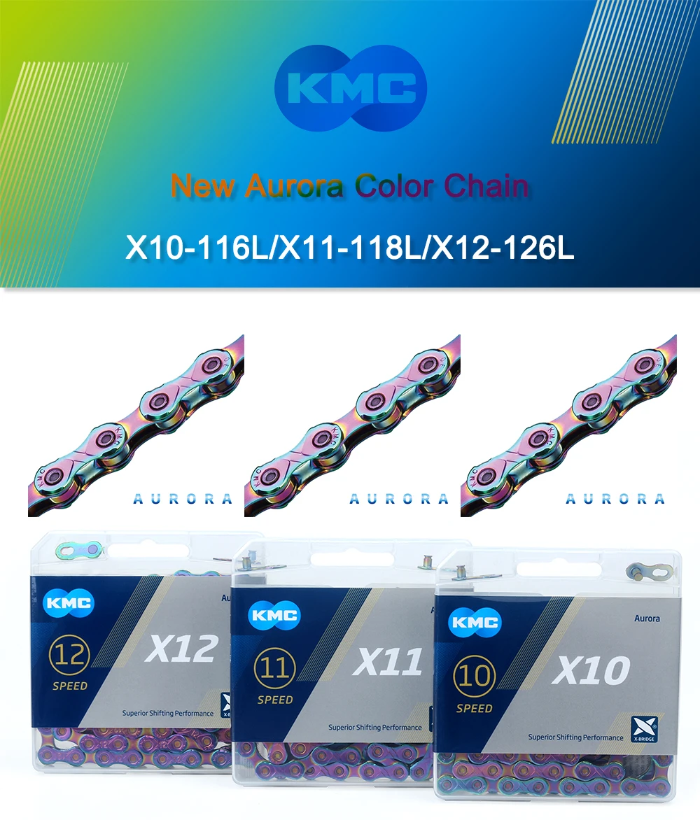KMC 10/11/12 Speed X10 X11 X12 Aurora Bicycle MTB Road Bike Chain