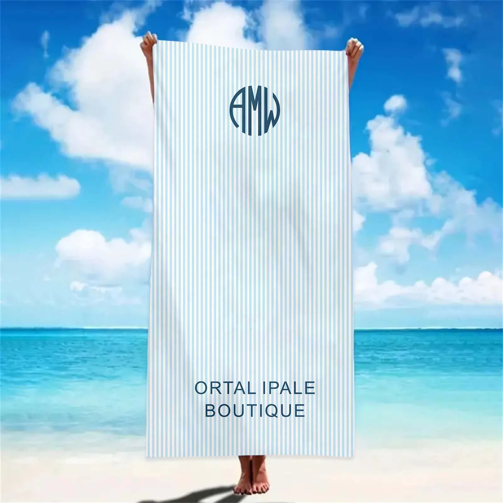 Personalized Towel Monogram Beach Towel Girls Trip Custom Beach Towel Striped Towel with Name Custom Text Towel Preppy Beach 2