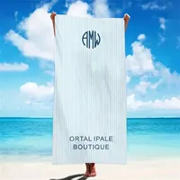 Personalized Towel Monogram Beach Towel Girls Trip Custom Beach Towel Striped Towel with Name Custom Text Towel Preppy Beach 2