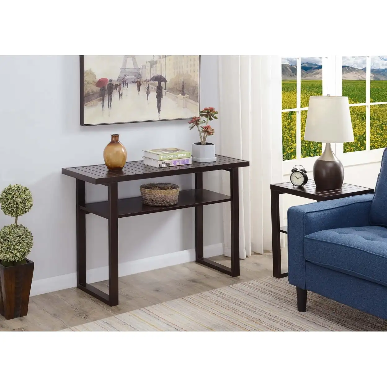

Shoreline Console Table Espresso coastal style Made of particleboard Melamine veneer Brand new lower shelf
