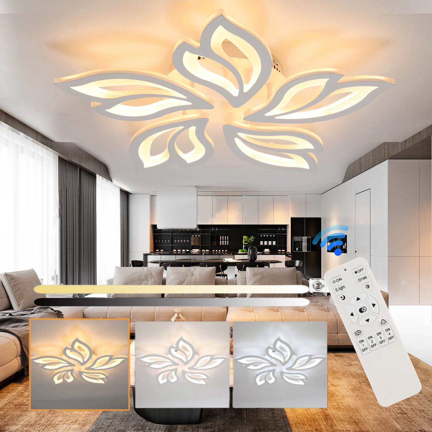deckenlampe led da 30 w blumenformige moderne deckenleuchte dimmbar mit fernbedi vista 1 Plafoniera LED Fiore Dimmerabile — Ferro e Acrilico – dettaglio materiale