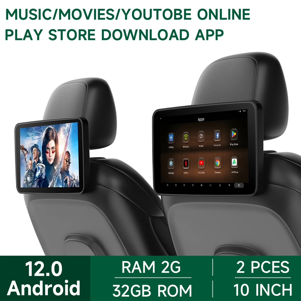 4k Upgrade Android 12.0 Portable Multifunction Car Tv Headrest Monitor