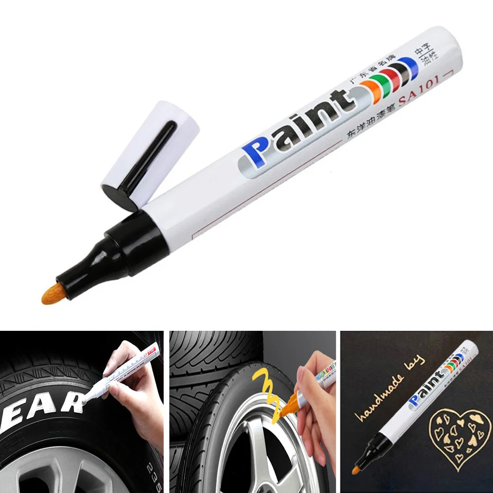 1PCS Car Paint Pen Waterproof Oily Painting Mark Pen For Auto Rubber Tyre Tread CD Metal Permanent white marker pens color marker pens pen marker marker pens