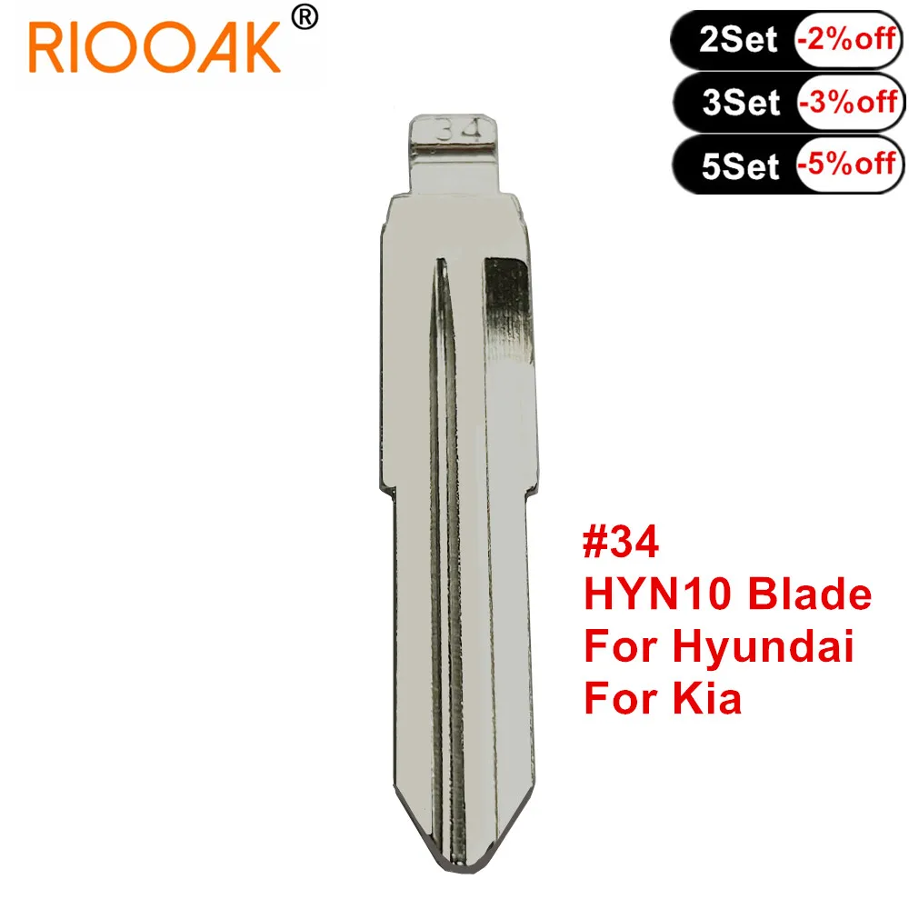 

10pcs Metal Blank Uncut Flip #34 HYN10 KD/VVDI Remote Key Blade for Hyundai ACCENT MISTRA Kia RIO M4 Car Remote Key Blade