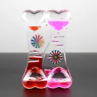 Toy Double Heart Liquid Motion Bubble Drip Oil Hourglass Timer Clock Kids Gift 2