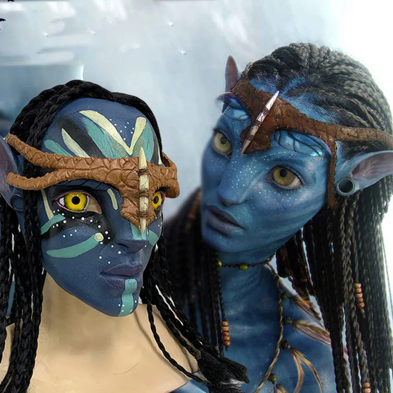New Halloween Party Cosplay Movie Avatar 2 Cosplay Mask Latex Con Capelli Na'Vi Neytiri Mask Costumi Di Halloween Party Costume Mask