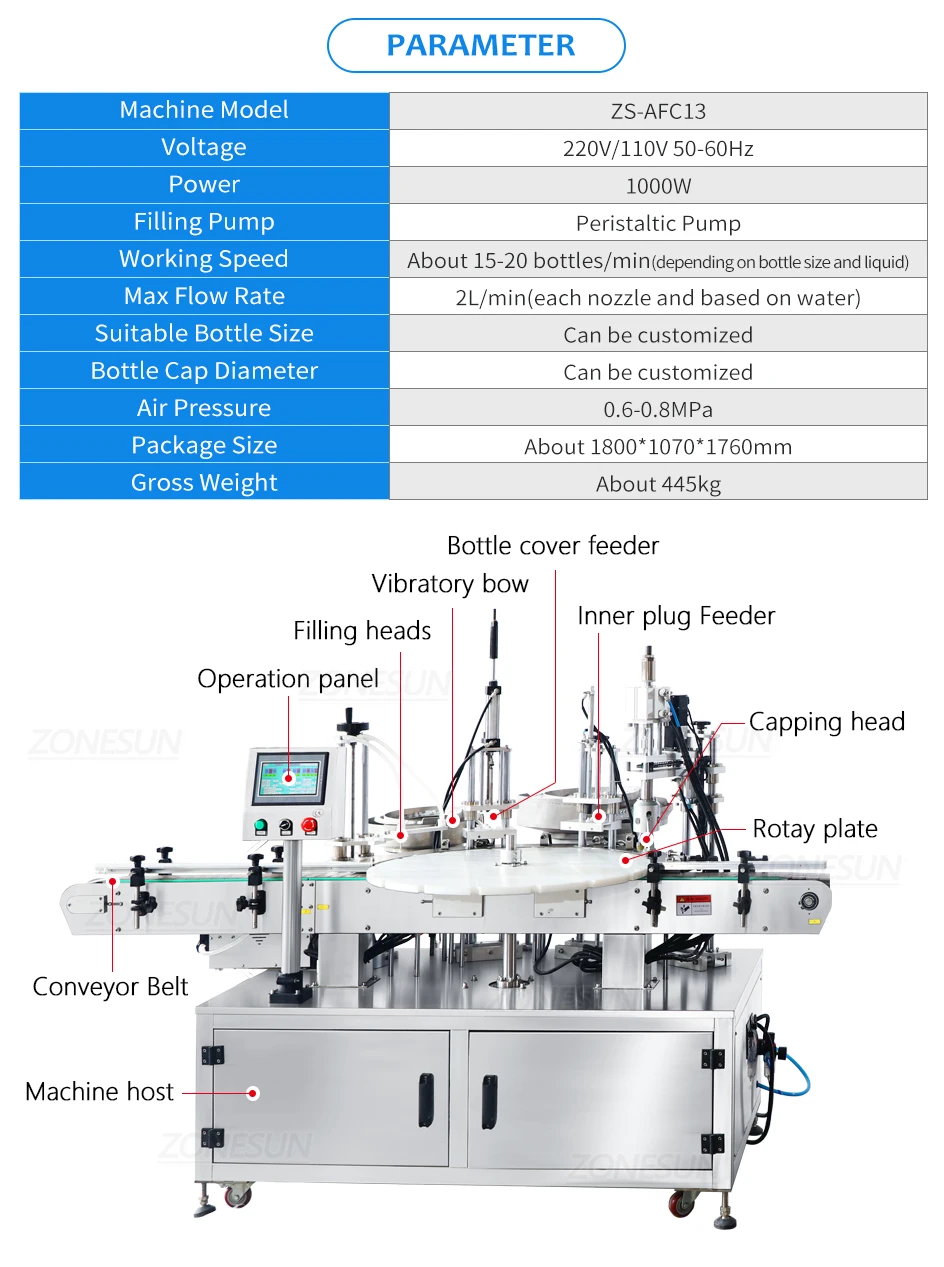 ZONESUN ZS-FAL180A10 Automatic Dropper Bottle Production Line Essential Oil Eyedrop Liquid Filling Capping Labeling Machine