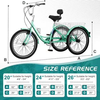 2024 New Adult Tricycles, 7 Speed Adult Trikes with Large Basket for Recreation, Shopping, Picnics Exercise 5