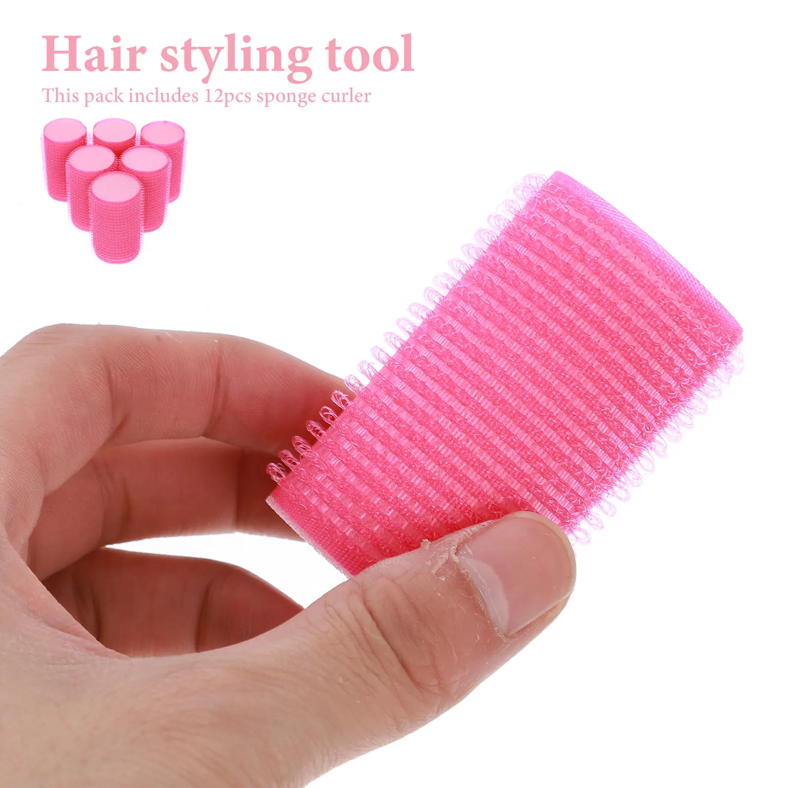 12pcs Self Adhesive Hair Curler Sponge Rollers Temporary Styling Tool Soft Curling Suitable All Hair Types Dry Wet