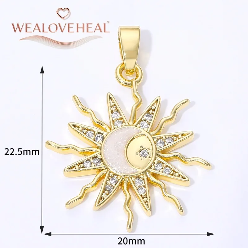 Modische Spiral-Vortex-Sonnenanhänger, 18K Vergoldetes Messing mit Zirkon-Einlage, Sonnen-Charm für DIY-Halsketten und Schmuckherstellung – Detail 39