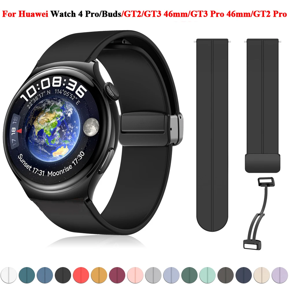 

Ремешок силиконовый сменный с магнитной застежкой для Huawei Watch 4 Pro/Buds, браслет для наручных часов Correa GT2 Pro GT3 Pro 46 мм, 22 мм
