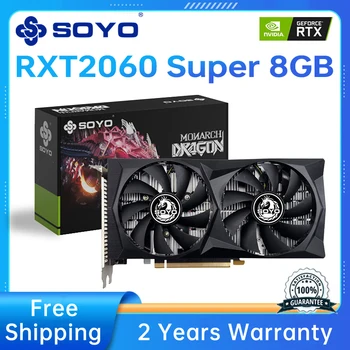 SOYO RTX 2060 슈퍼 그래픽 카드, 데스크탑 게이밍 그래픽 카드, GDDR6, PCIE PCI-E3.0 16X 3DP HD 슬롯 ETH minin 지원, 8GB 256 비트