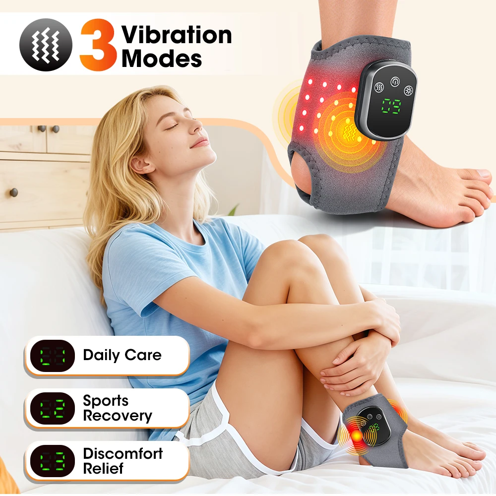 Red Light Foot Ankle Massager Vibration Heating Massage Wrap Brace Foot Joints Fatigue Relief Thermal 600nm 660nm Relax Machine
