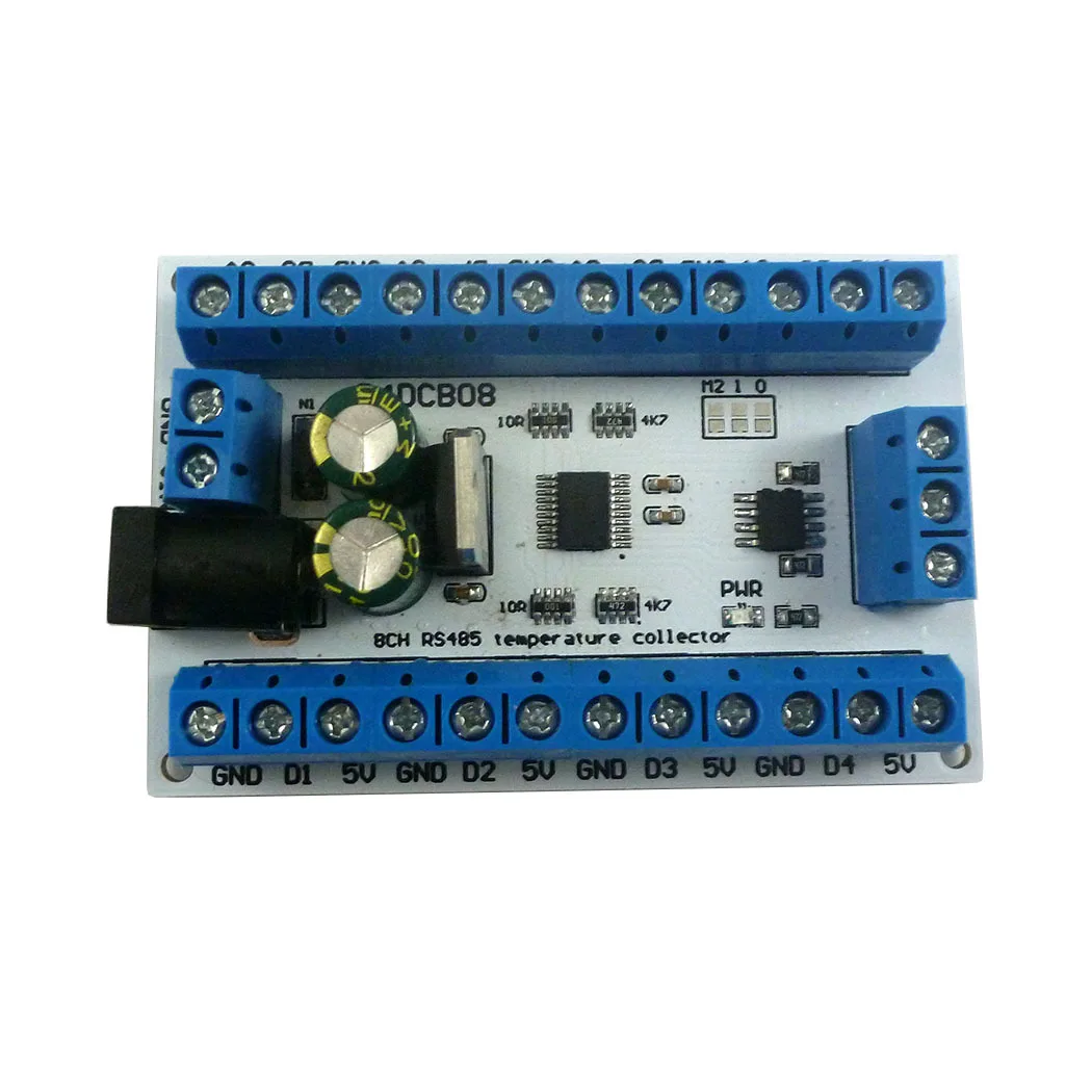 

8CH DC12V RS485 DS18B20 Temperature Sensor Board Temperature Acquisition Collector MODBUS RTU Module for Paperless Recorder PLC