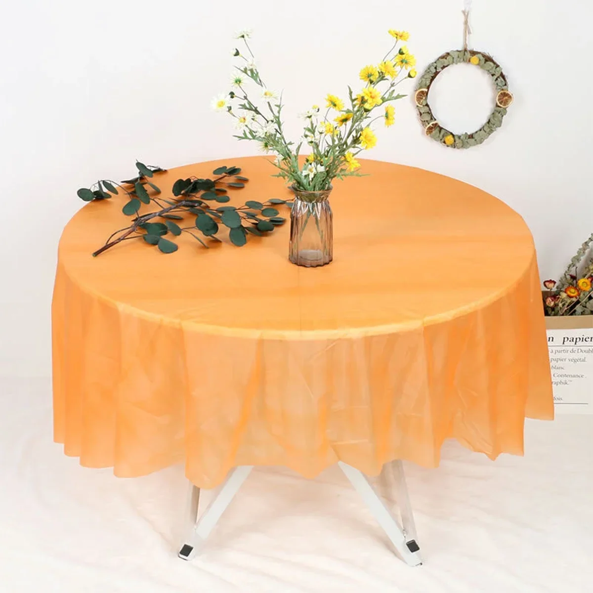 

Round Tablecloth Fabric Elegant Solid Table Cloth For Hotel Christmas Birthday Wedding Party Decoration Table Cover