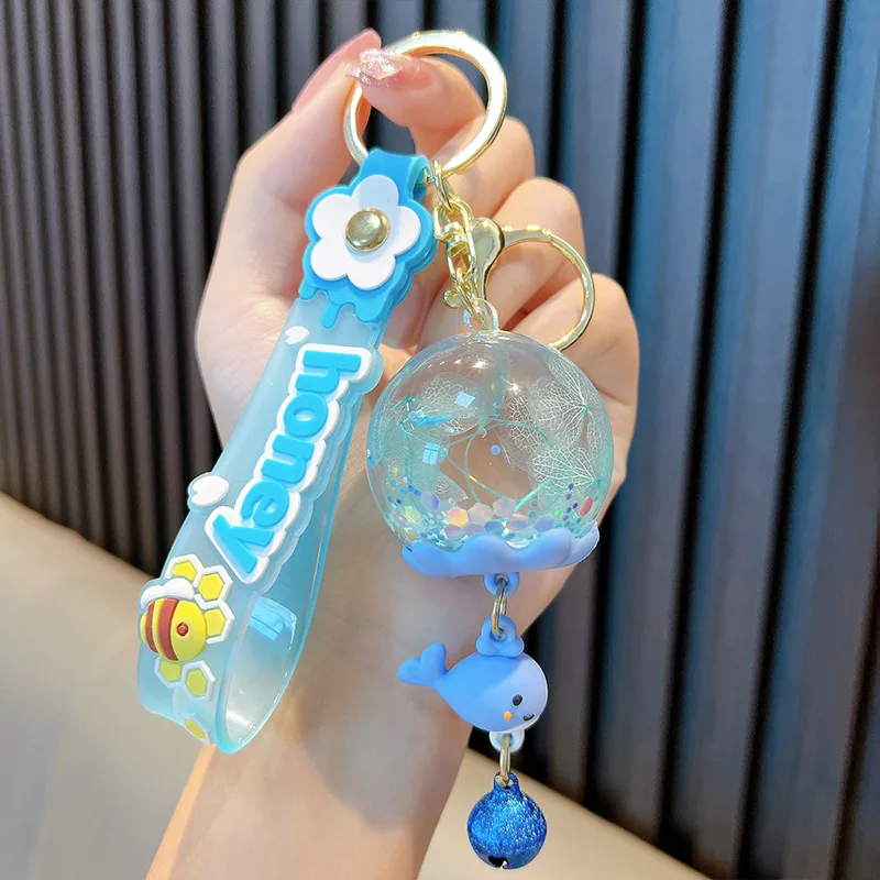 Creative In Oil Dried Flowers Floating Wind Chimes Blue Whale Key