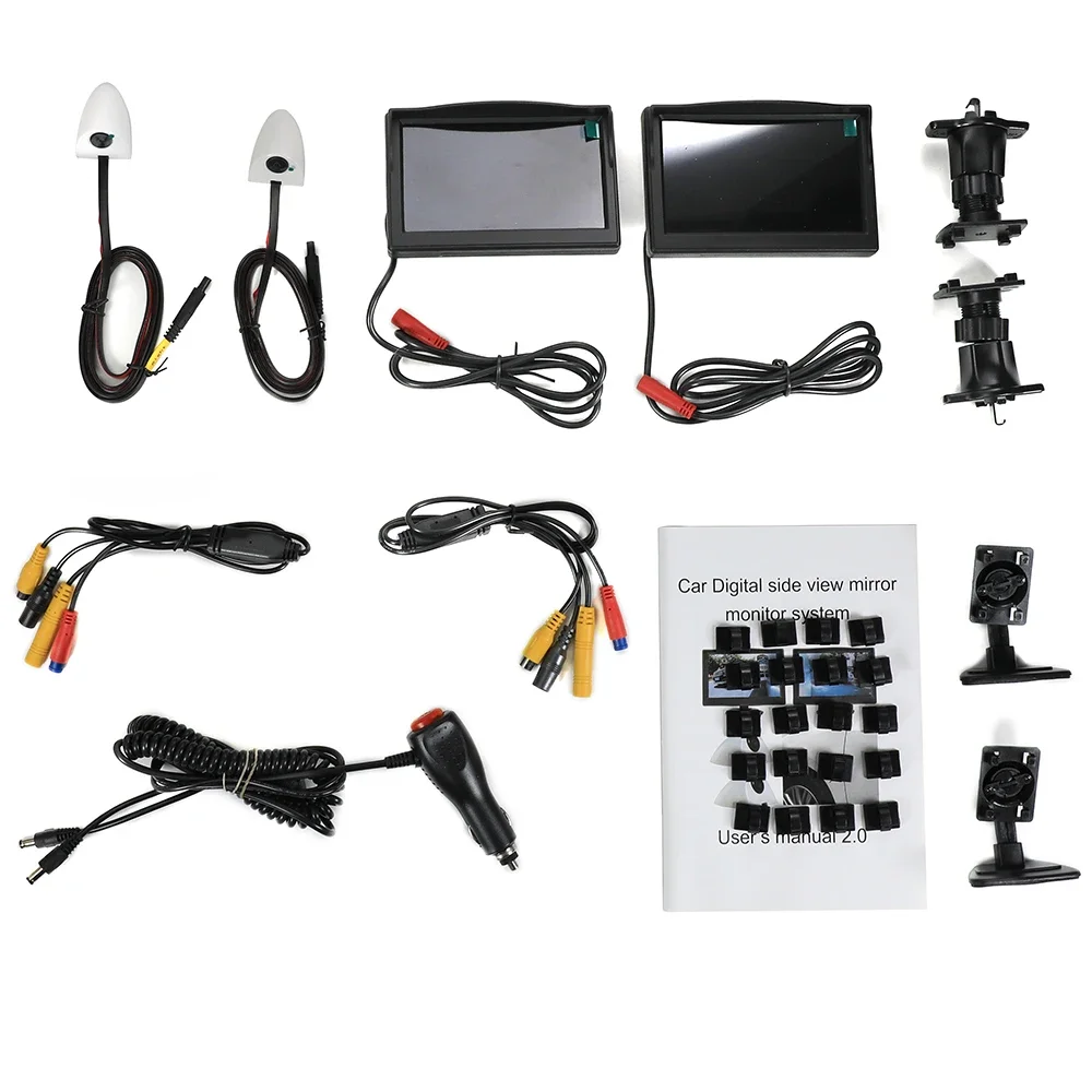 Car Side View Mirror System AHD 5-inch Digital Side View Monitoring Mirror System night Vision HD 720P Side View Blind Spot Camera available in 3 Colors car side view mirror system