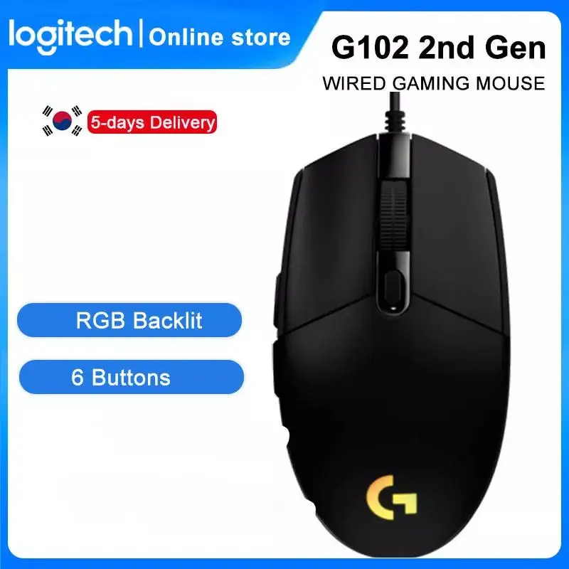 G102 LIGHTSYNC 2nd Gen Gaming Mouse 6 Buttons DPI Wired gaming mouse RGB backlit gaming for PC - AliExpress