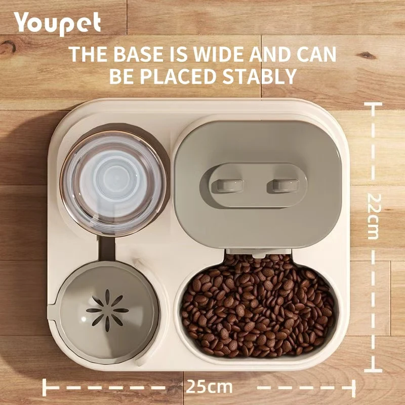 Alimentatore automatico per ciotola per gatti con design a prova di fuoriuscite con fontana d'acqua Dispenser di cibo per animali domestici per cani di taglia piccola, media e grande - immagine 4