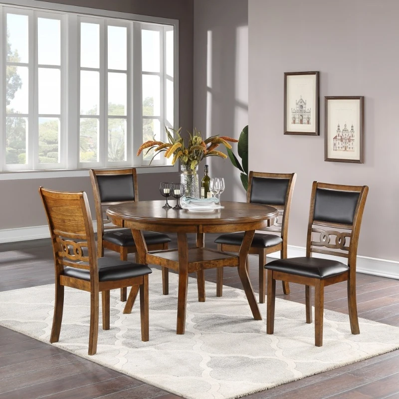 

5 Pieces Round Dinning Table Set Luxury Unique Retro Dining Sets Side Chairs Breakfast Nook Dining Table Set Kitchen Furnitures