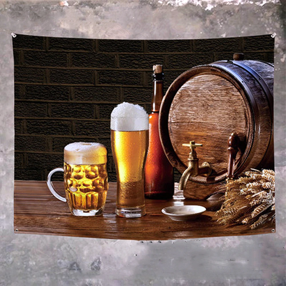 

Keg Beer Banner Wall Hanging Flag Canvas Painting Beer Festival Posters and Prints Bar Pub Club Man Cave Wall Decoration Mural