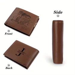 Personalized Men's Ultra - Thin Bi - Fold Wallet - Customized Photo & Text Carving Anniversary Gift (Photo Name)