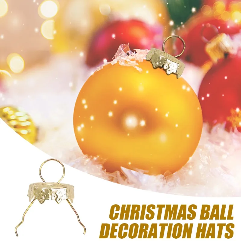 100/200PCS Christmas Ball Ornament Caps Gold Removable Metal