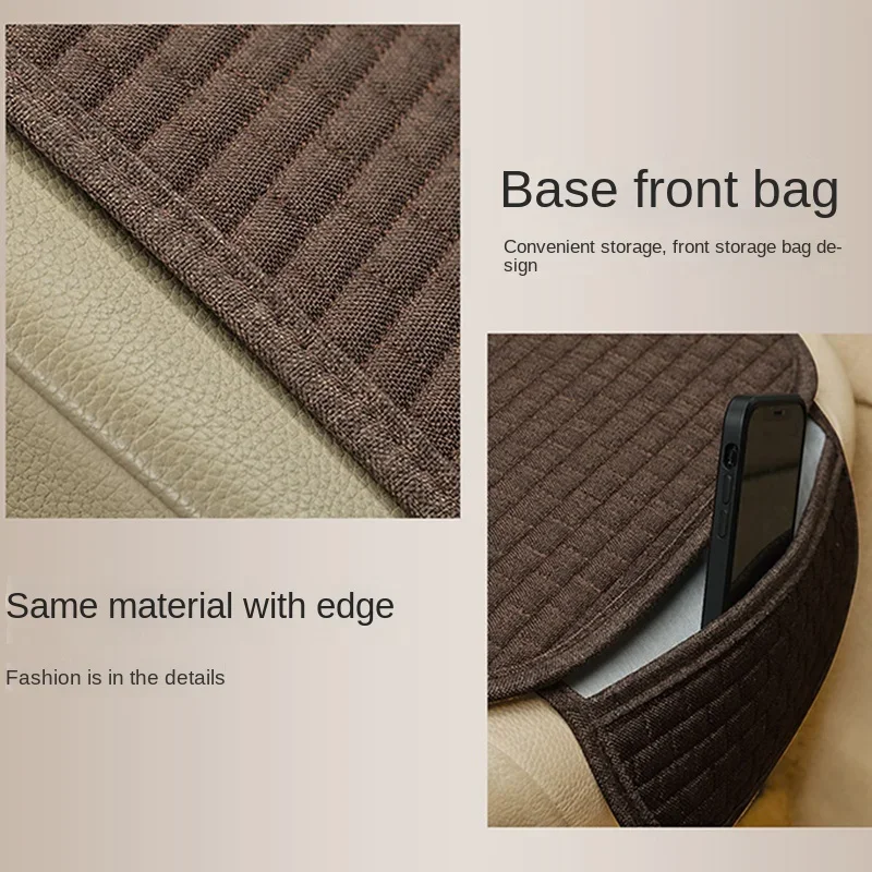 Coprisedile per auto antiscivolo di dimensioni universali seggiolino auto cuscino protettivo per sedile anteriore accessori per auto in tessuto di lino senza schienale - Image 4