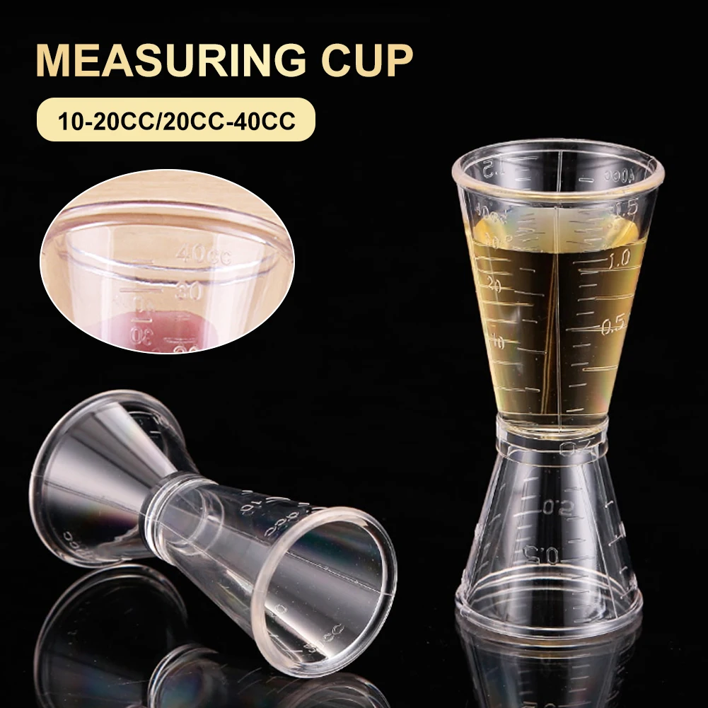 

10/20CC 20/40CC Transparent Jigger Ounce Cup Cocktail Shaker Measuring Cup With Scale Beverage Alcohol Measuring Jigger Bar Tool