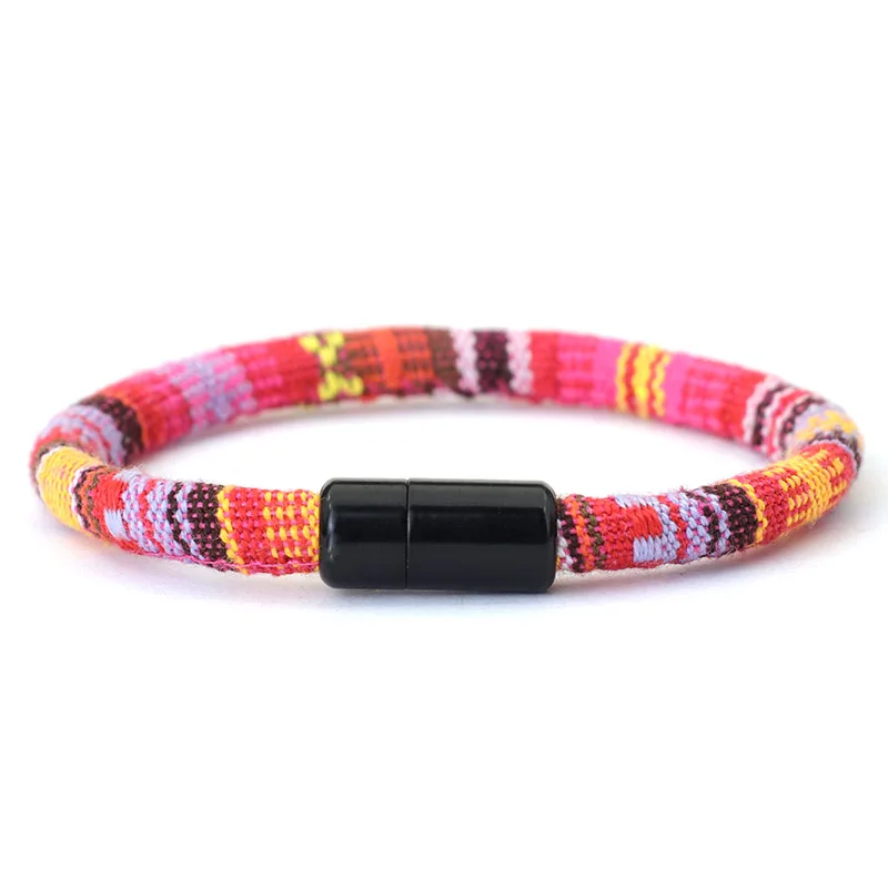 Bohemian Magnetic Clasp Cord Bracelet - Ethnic Friendship Jewelry