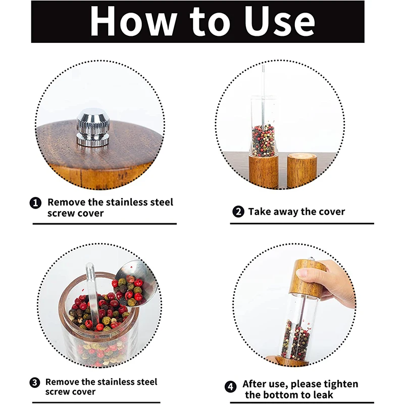 Salt and Pepper Grinder Set Manual Mills Shakers with Adjustable Ceramic Core 137 salt and pepper grinder