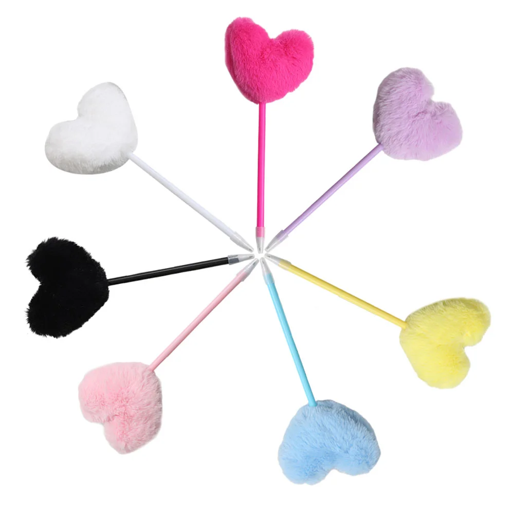 

7 Pcs Love Ballpoint Pen Lovely Writing Fluffy Pens Decorative Pompom Ball-pointed Hairy for Kids