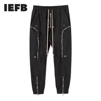 IEFB High Quality Male's Trousers Streetwear Multi Zipper Trend Men's Casual Pants Drawstring Elastic Waist Ankle-length Pants 1