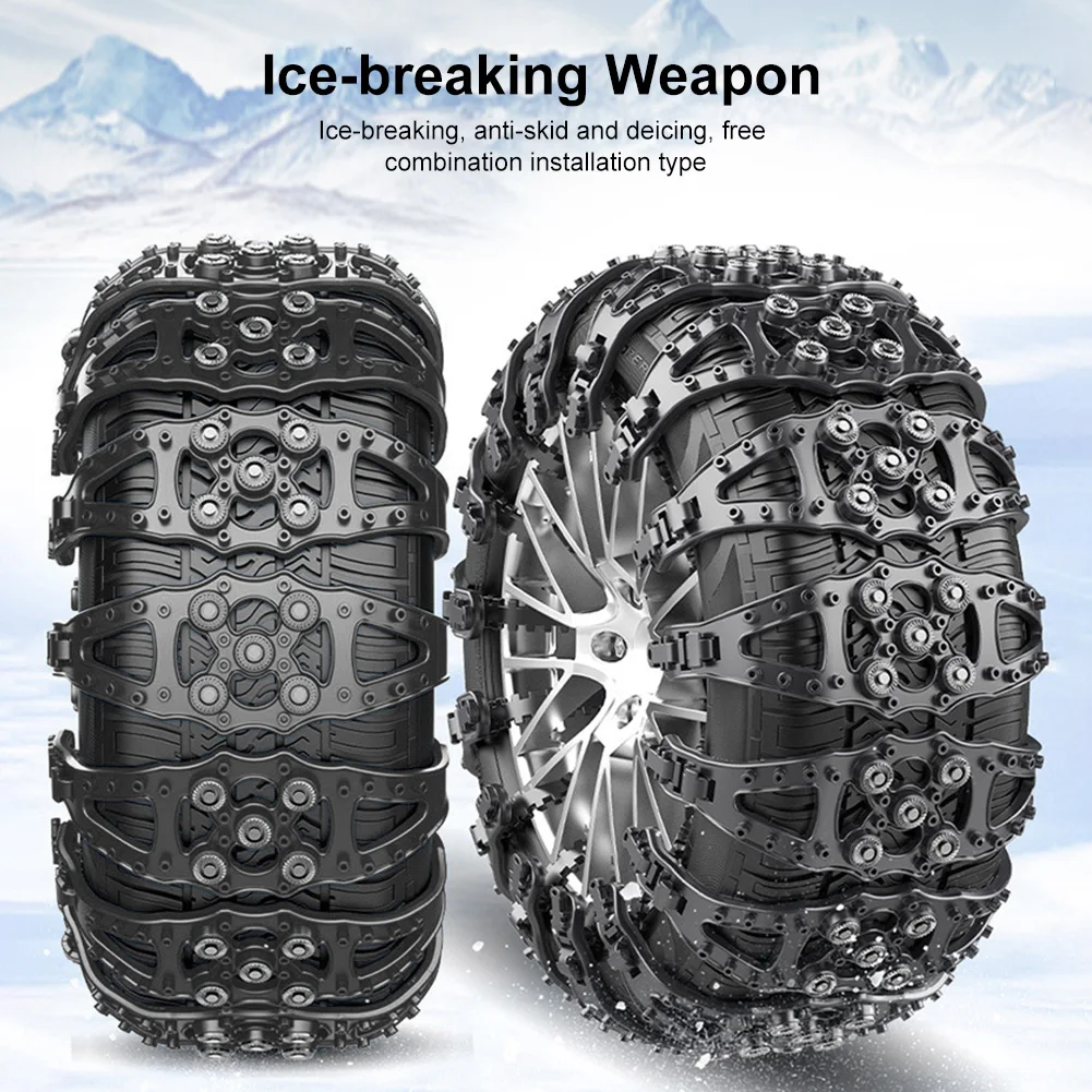 2/4pcs Car Tire Chains Winter Snow Wheels Chain Outdoor Snow Tire Emergency Double Grooves Anti-Skid Chains for 165-275mm