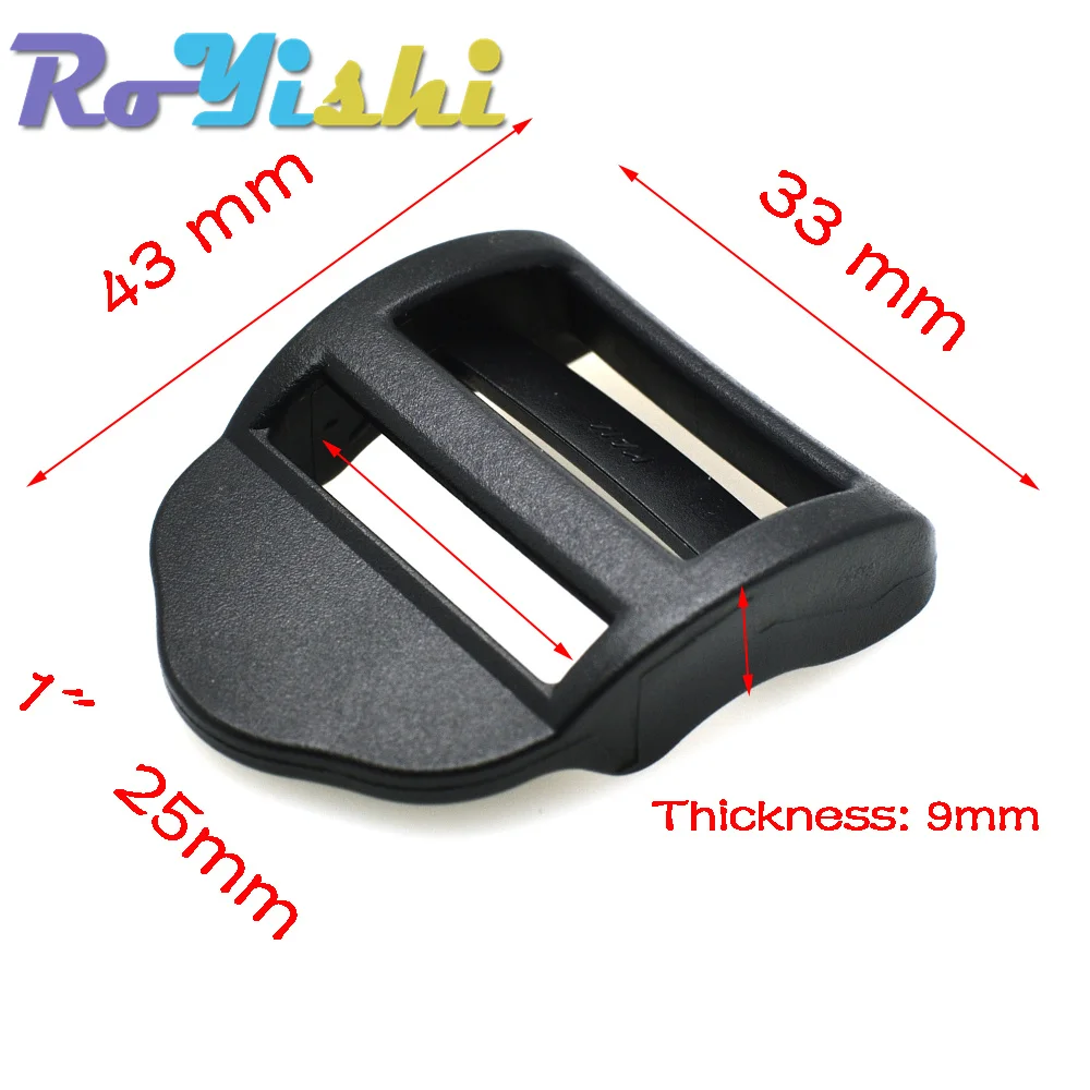 20mm 25mm 32mm 38mm Kunststoff Schwarz Leiter Feststellschieber Release Schnallen für Rucksackgurte Gurtband – Detail 3
