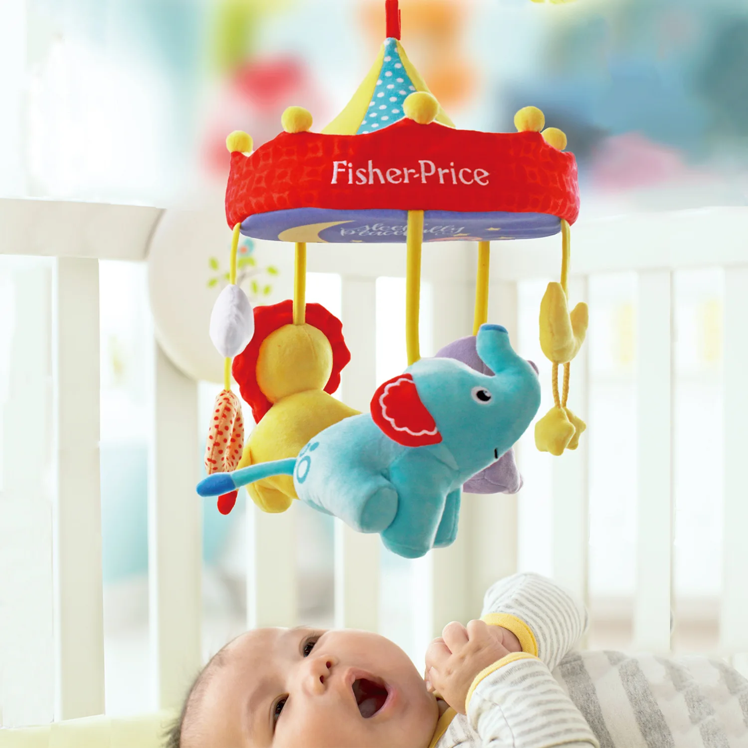 

Newborn Baby Comforting Bed Bell Music Rotating Cart Pendant Hanging Plush Fabric Bedside Bell